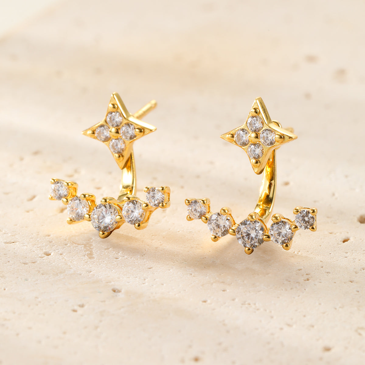 Boucles d’oreilles Ear Jacket Étoiles Sterling Argent